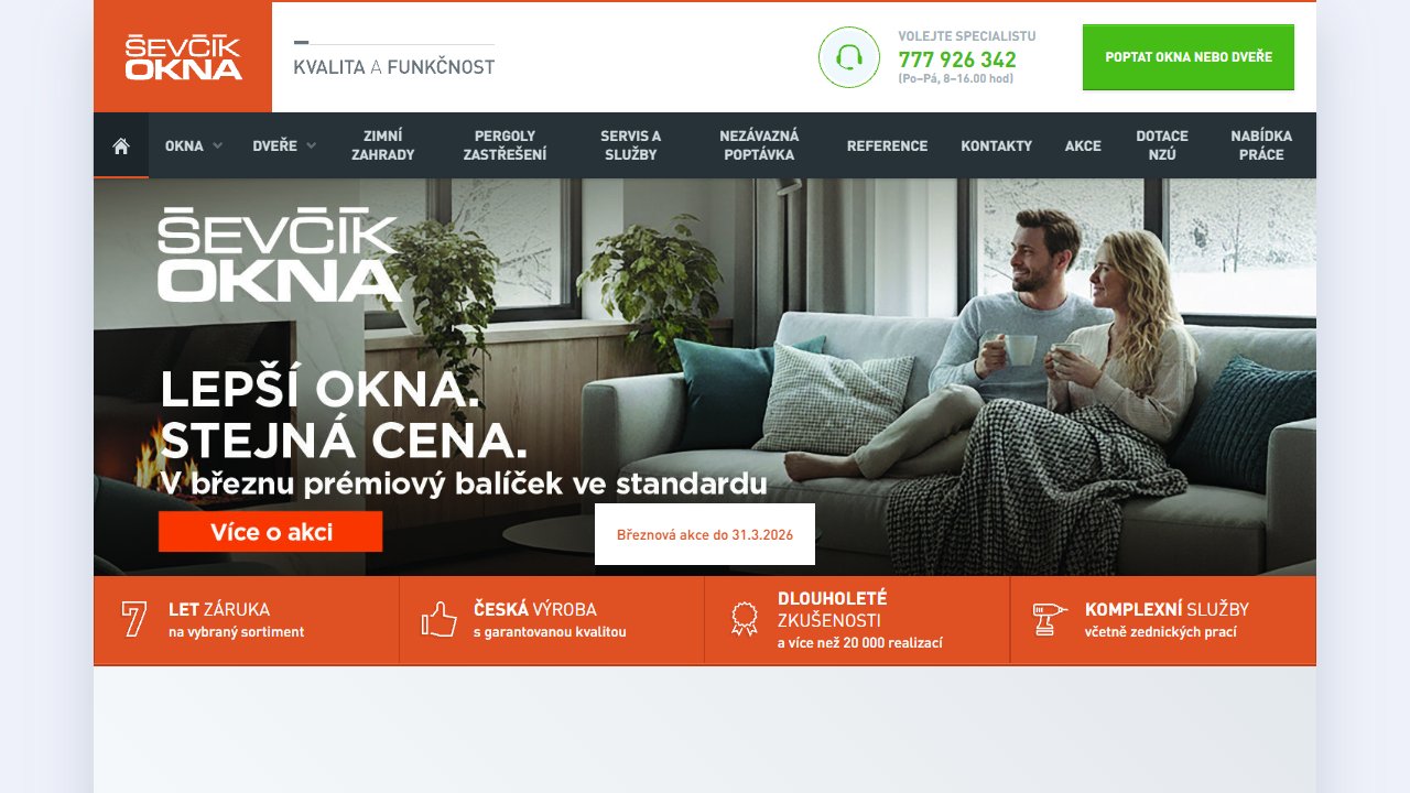 Okna Ševčík – webová prezentace